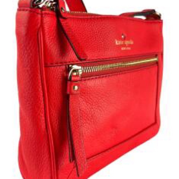 Kate Spade Crossbody Bag Women Coral Pebbled Leather Adjustable Strap - Picture 2 of 9